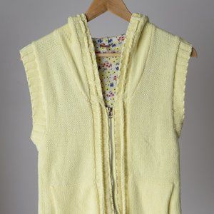 Free People Hooded Sweater Vest with Floral Lining